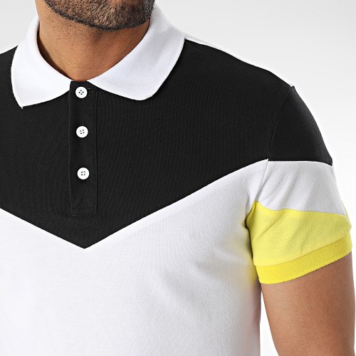 Ensemble Polo Manches Courtes Et Short Jogging Blanc Noir Jaune