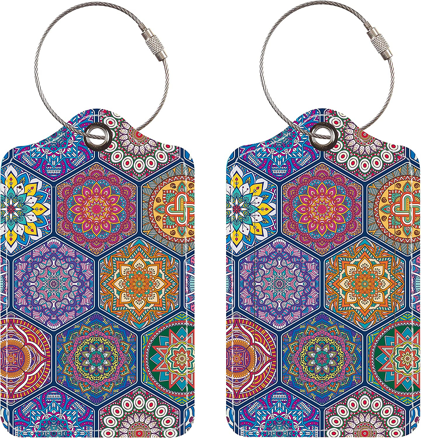 (2er Set) Kofferanhänger Gepäck Etiketten Luggage Tag mit Adressschild - Blumen