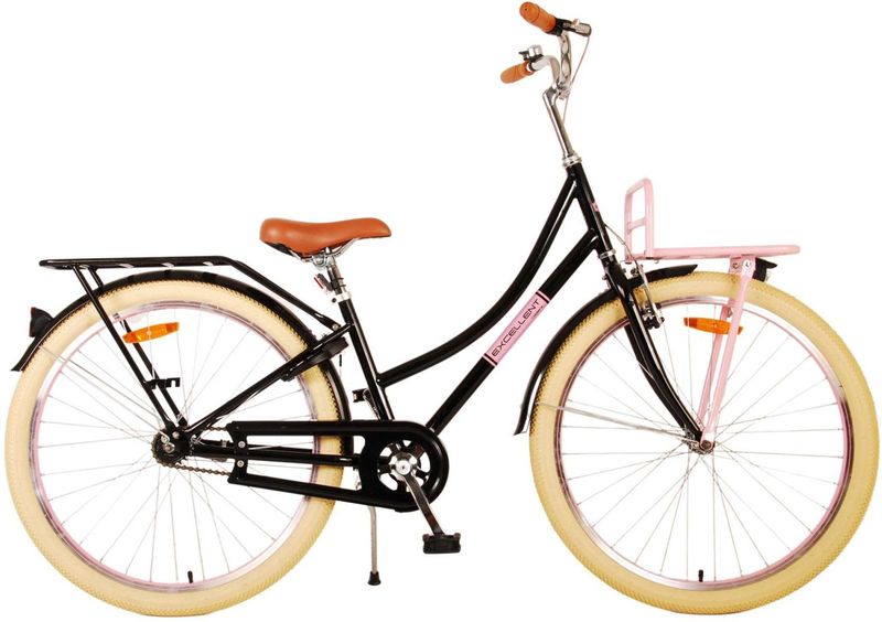 Volare - Excellent - Kinderfiets - Zwart - Handrem en Terugtraprem