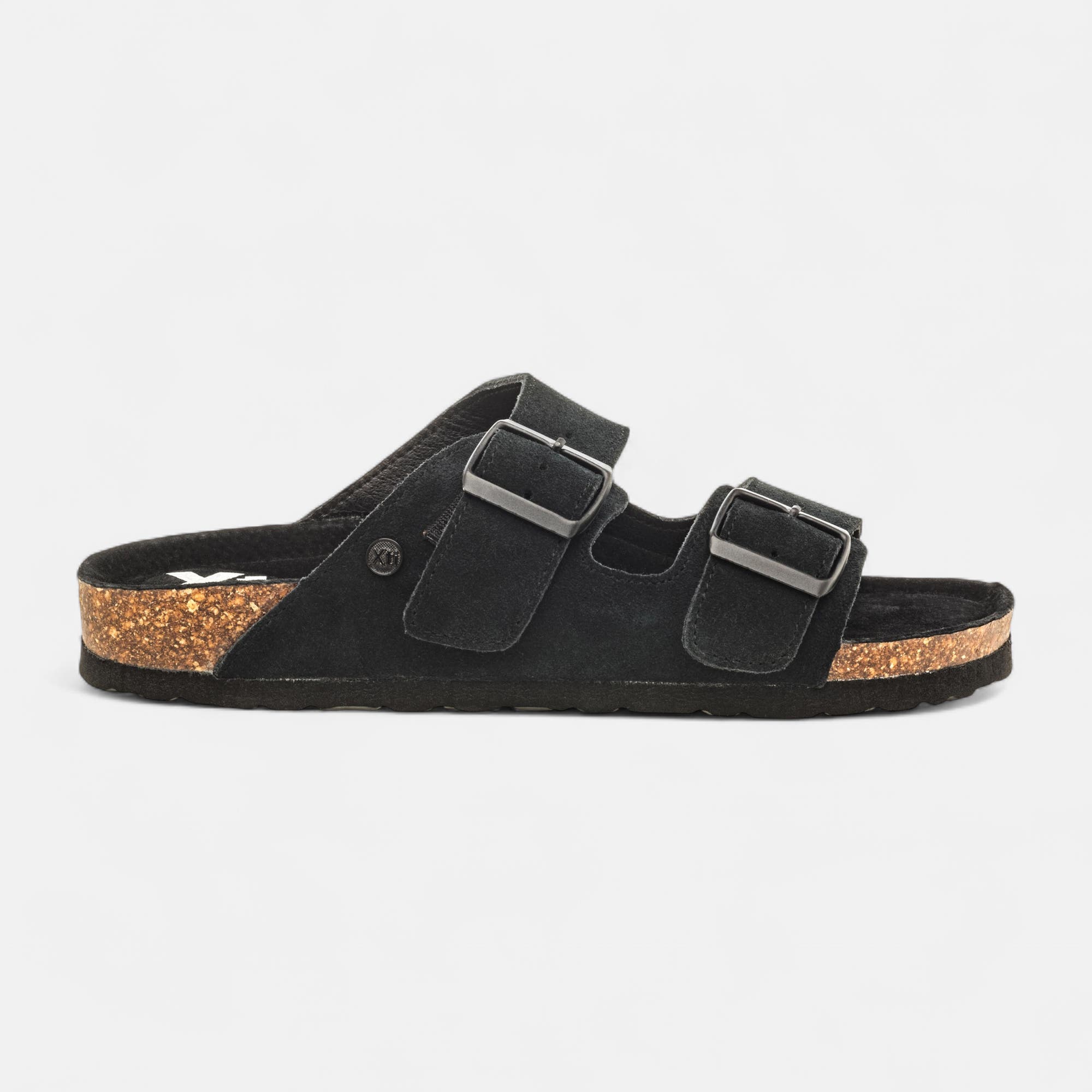 Mules semelle liège Femme en cuir noir