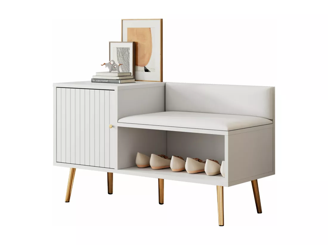 Meuble à chaussures de luxe moderne et blanc,d100cm×h58cm