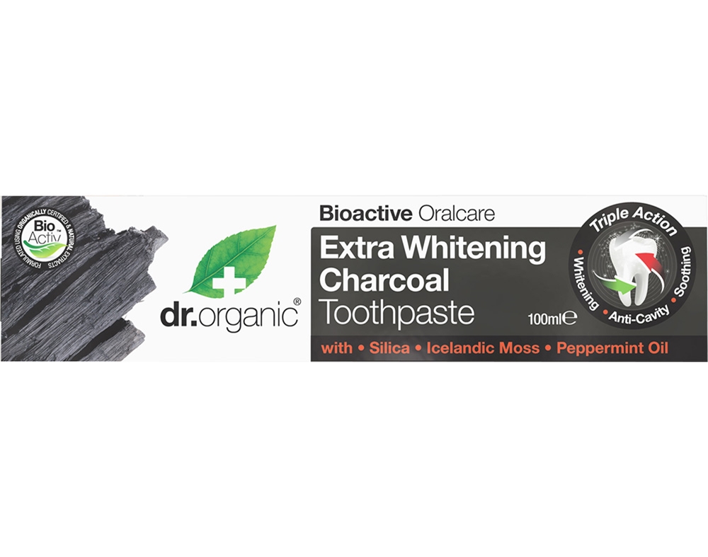 PASTAS DENTIFRICA DR.ORGANIC BRANQUEADORA BIO CARVÃO 100ML