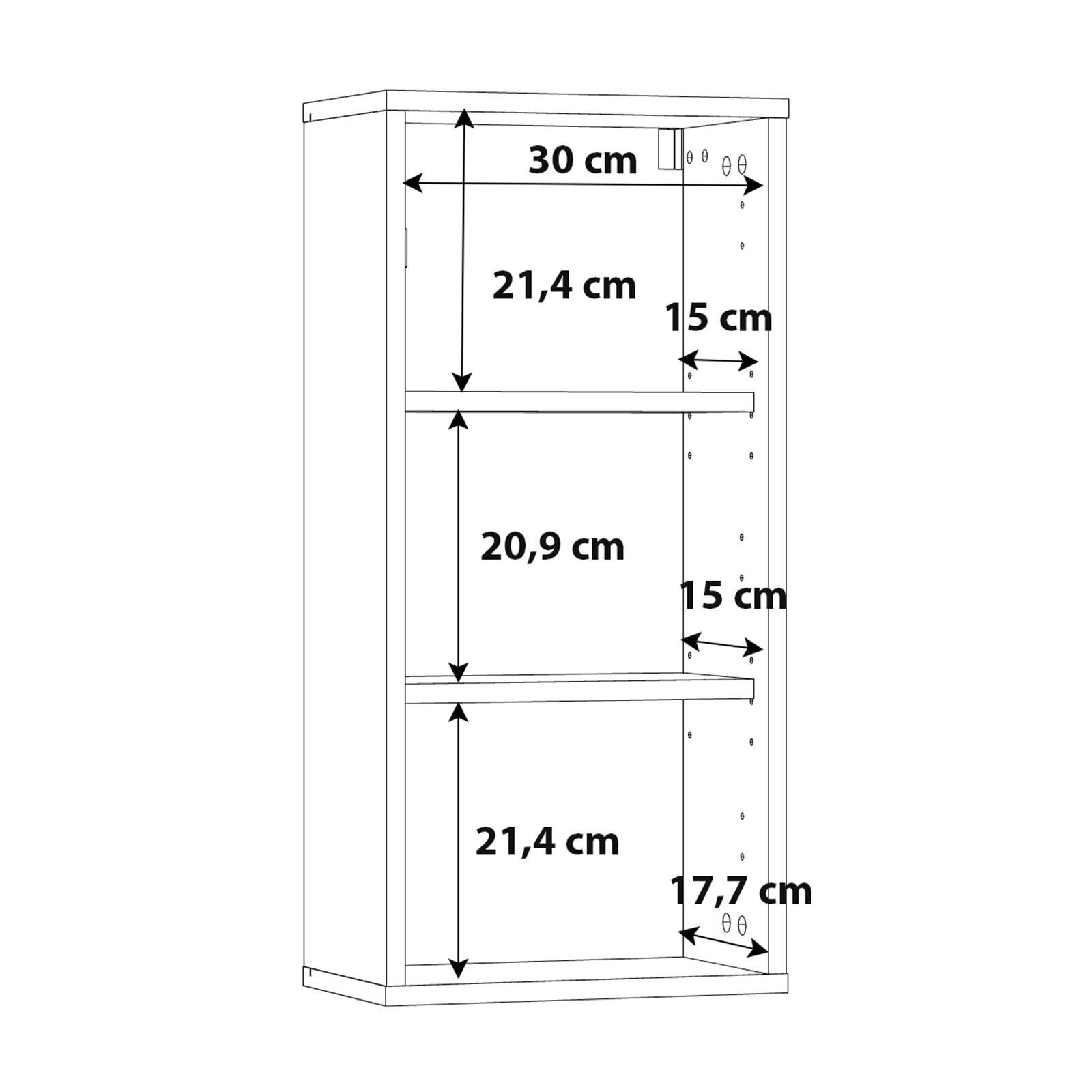 Hängeschrank - Sonoma Eiche-weiß - 33 cm breit
