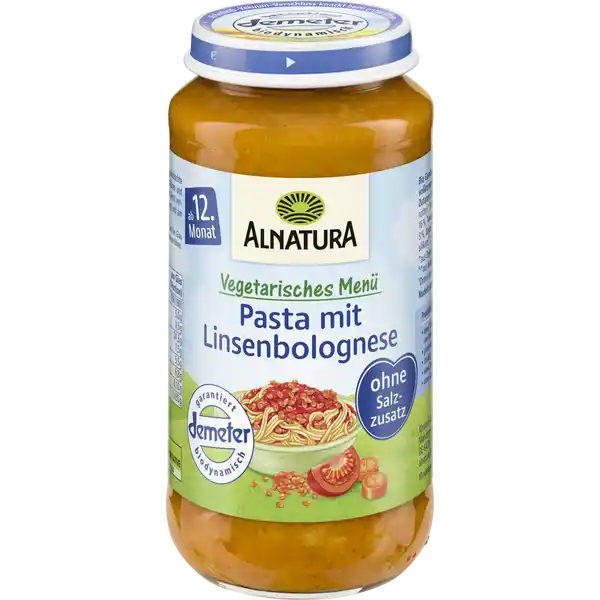 Bio Vegetarisches Menü Pasta mit Linsenbolognese