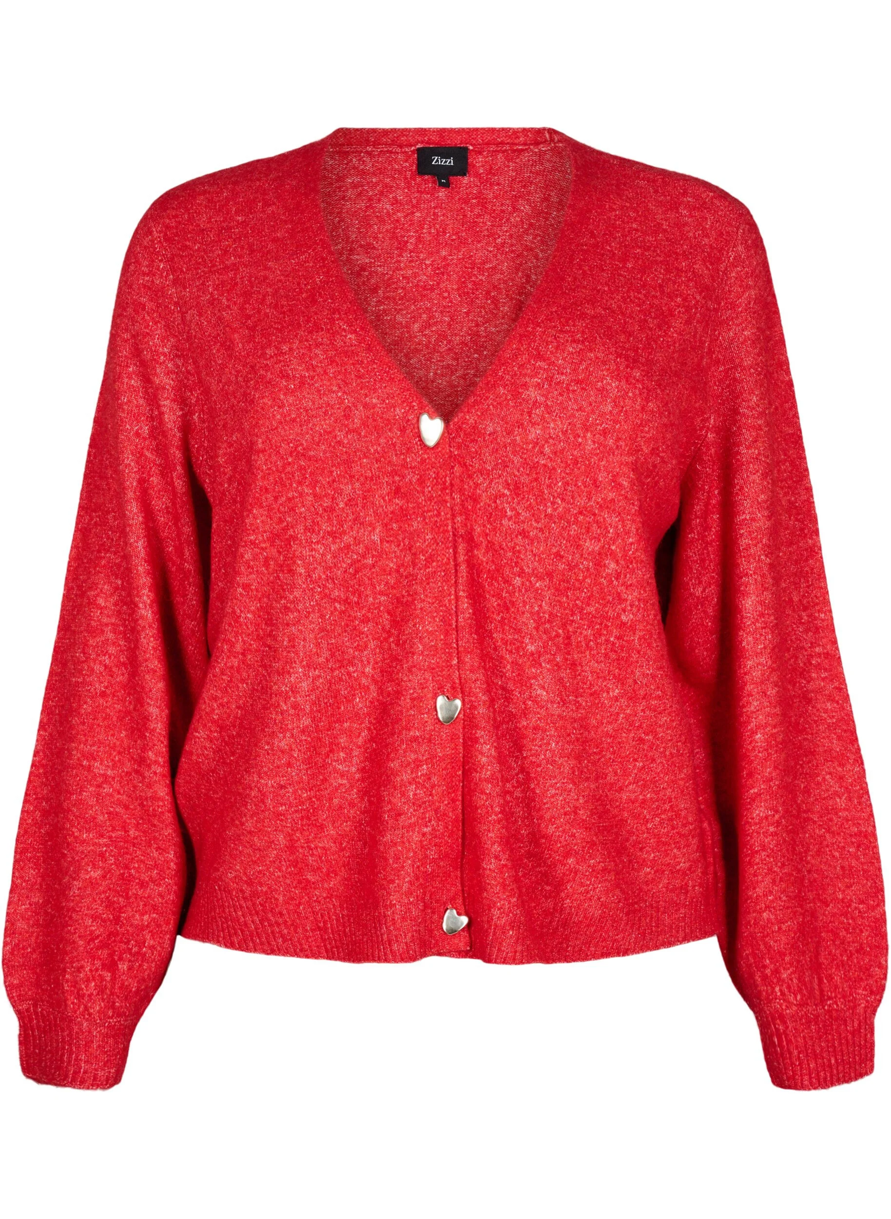 Strik cardigan med uld og hjerteknapper