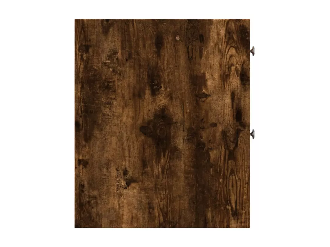 Armoire de salle de bain étroite avec roulettes chêne fumé
