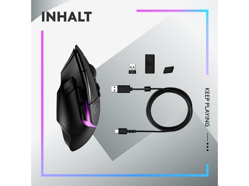Logitech Gaming-Maus G502 X Plus Schwarz Kabellose Lightspeed Gaming-Maus mit «Lightsync»-RGB-Beleuchtung