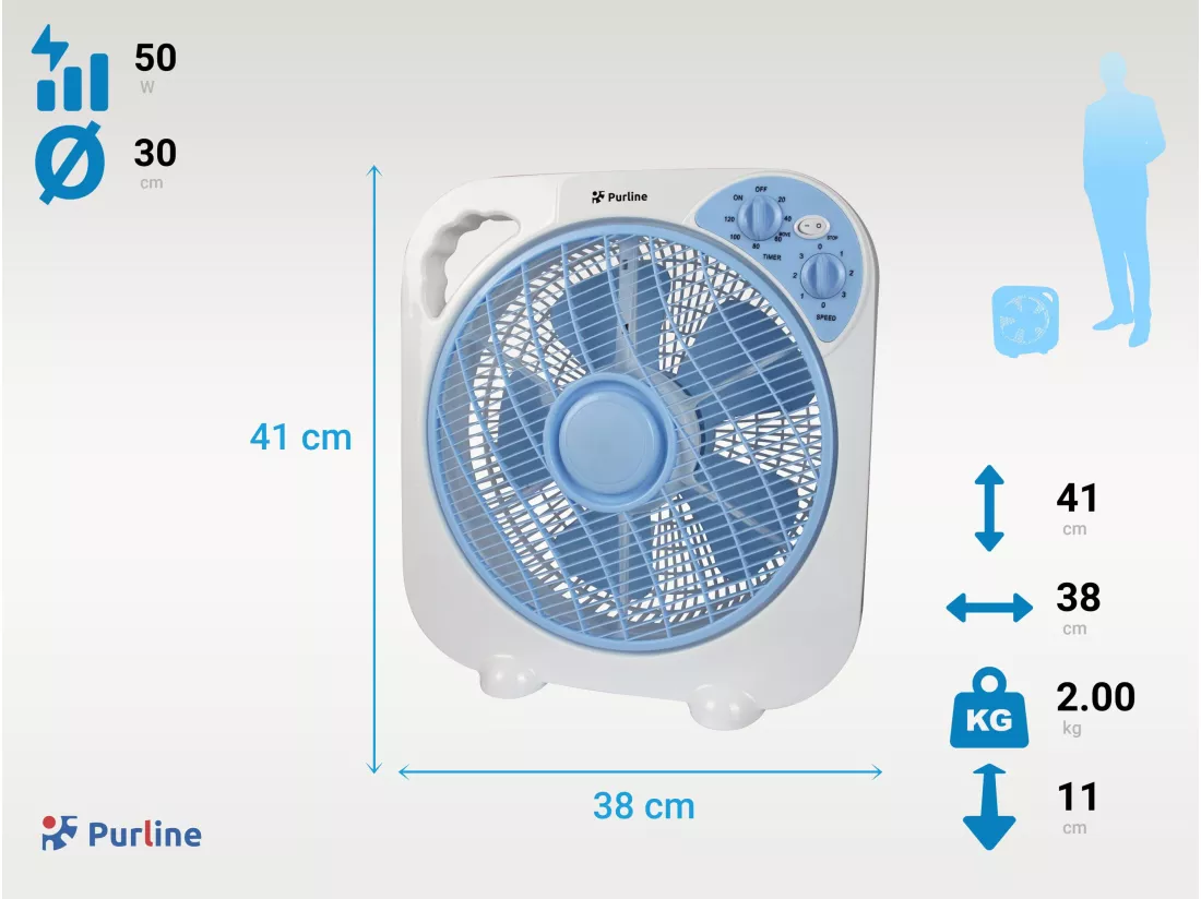 Ventilateur de table ou de sol portable avec minuterie