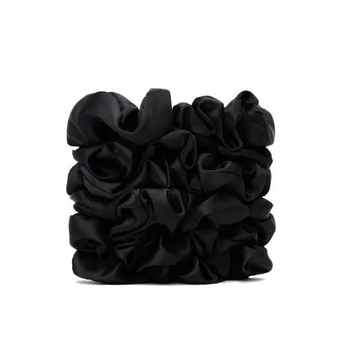 Big Satin Scrunchies Black 6 Pieces