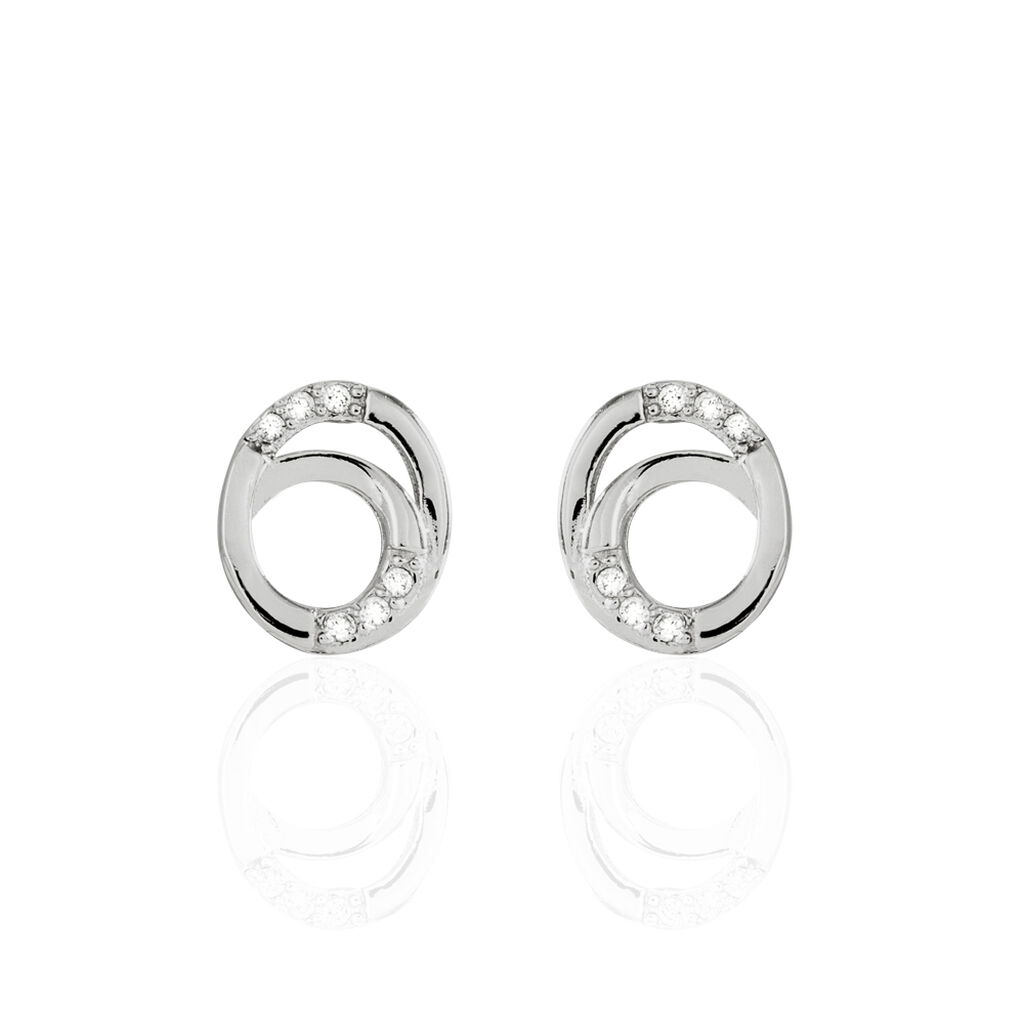 Boucles D'oreilles Puces Annea Argent Blanc Oxyde De Zirconium
