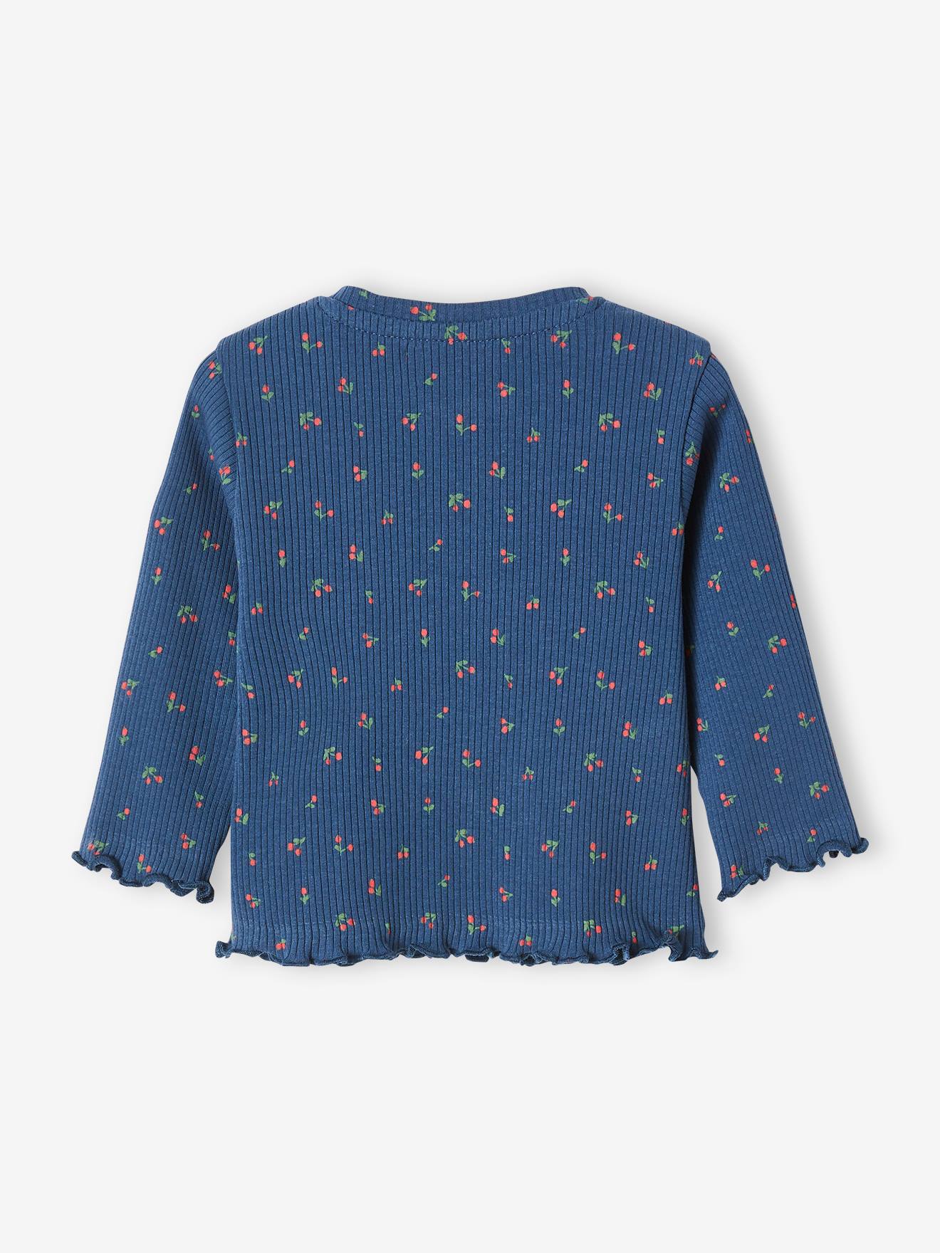 Camiseta de manga comprida canelada para bebê, cor ferrugem