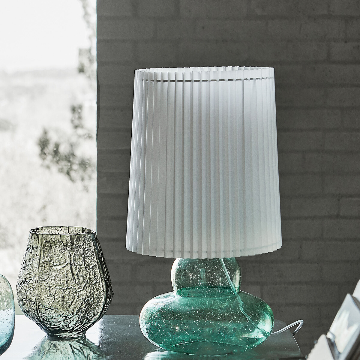 House Doctor - Bordlampe - Ribe - Glas - Grøn - H 55 CM