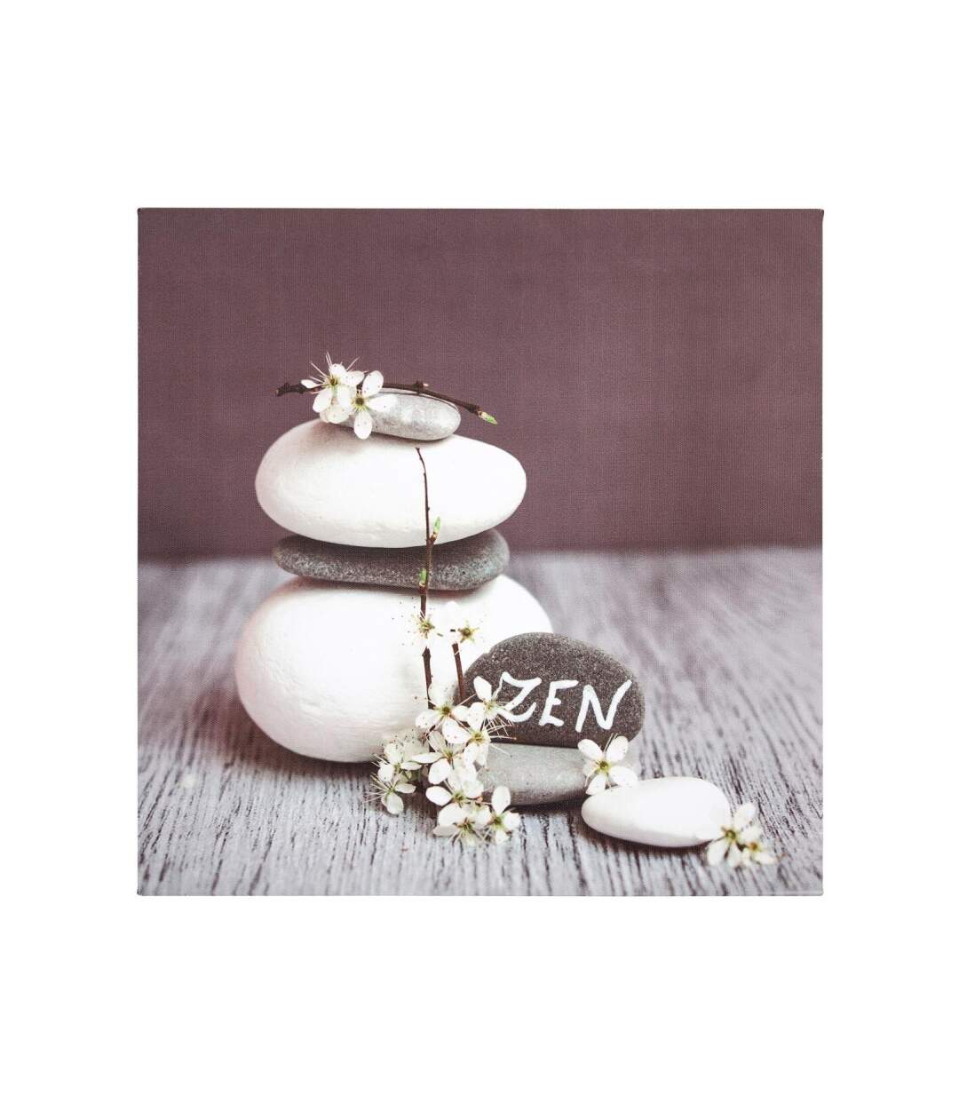 Toile Imprimée Zen Stones Flowers 28X28cm Gris Foncé