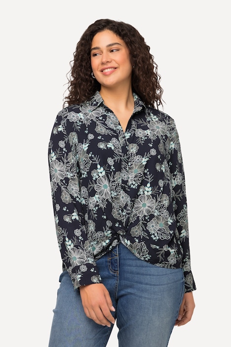 Hemdbluse, floraler Druck, Hemdkragen, Langarm