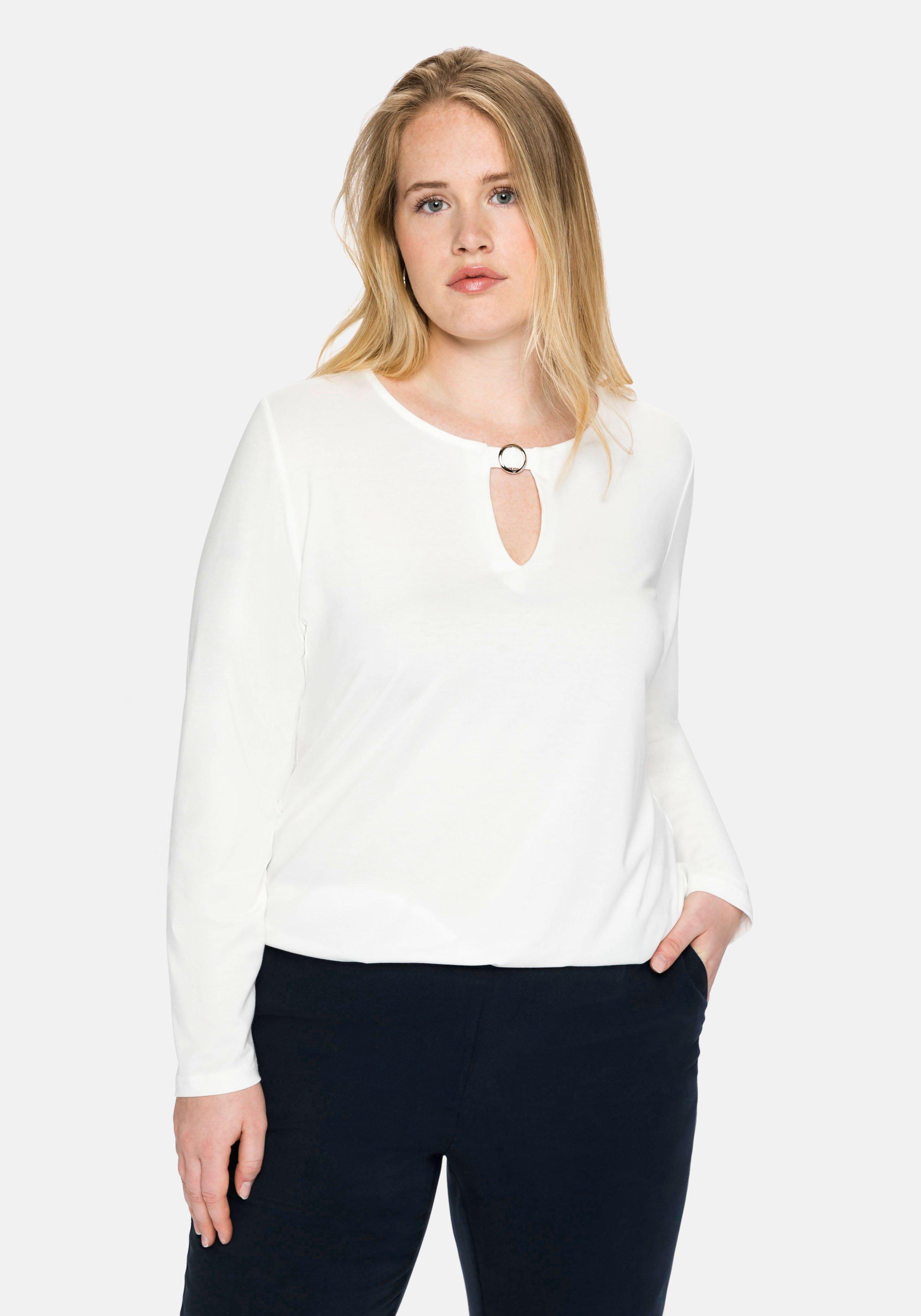 Langarmshirt mit Cut-out und Zierschnalle