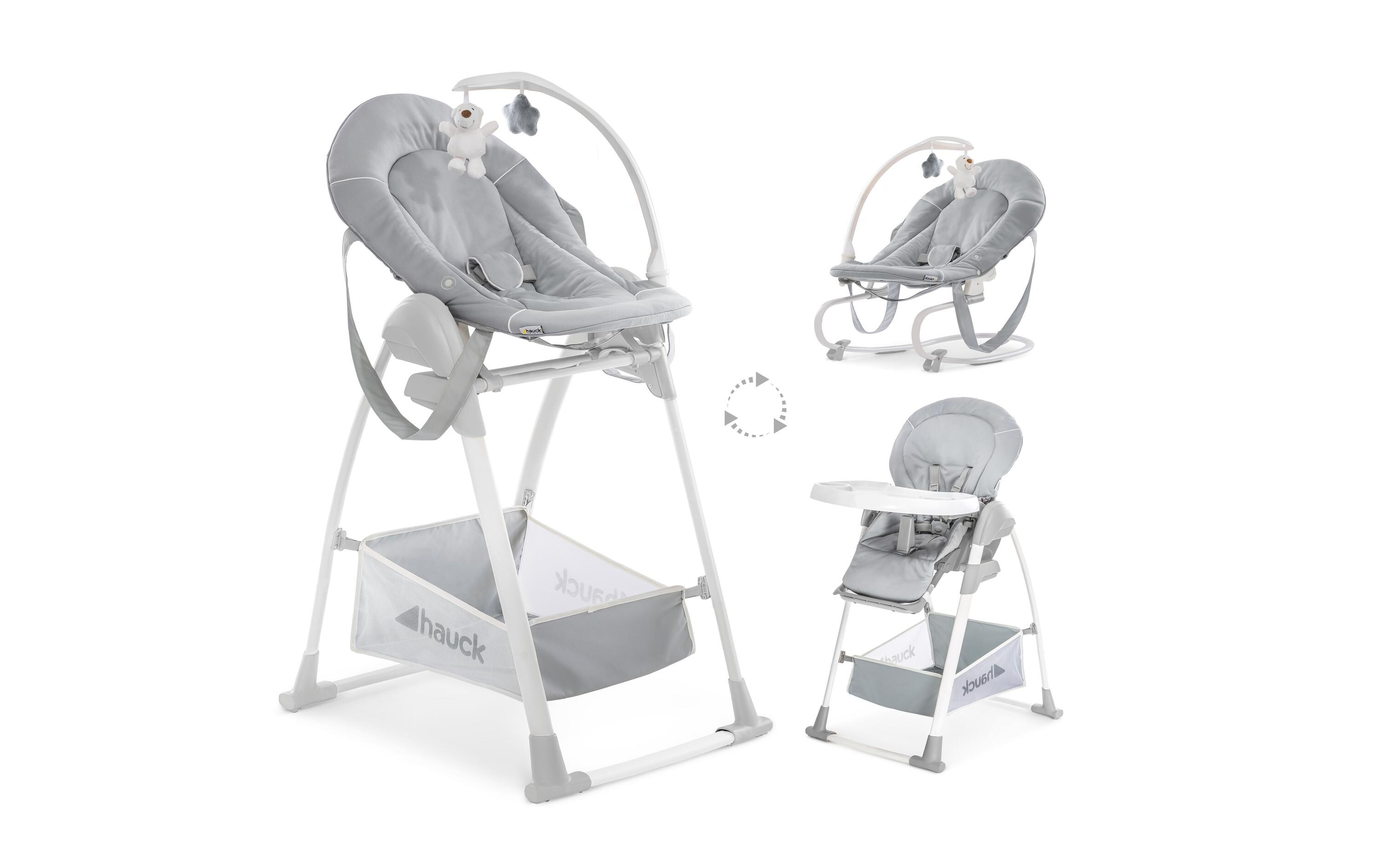 Hochstuhl Sit N Relax 3in1 Stretch Grey<br>Set mit Babysitz, Kindersitz und Wippgestell