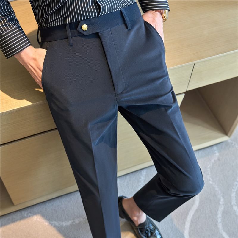 Blueforce - Mid Rise Plain Straight Leg Dress Pants