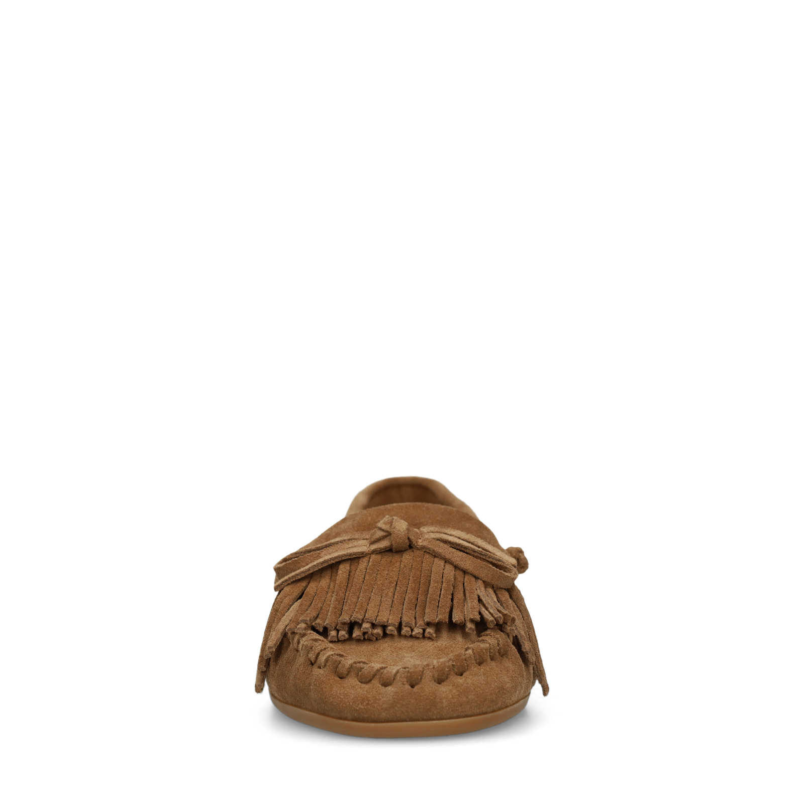 Cognac suède loafers met franjes