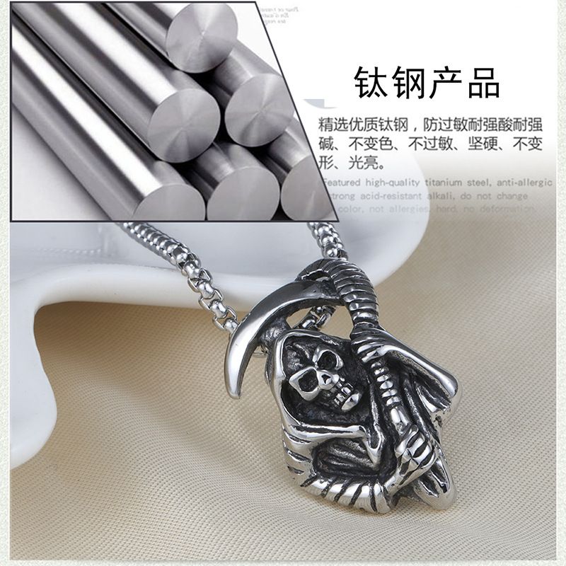 Prushia - Roestvrijstalen Grim Reaper hanger ketting