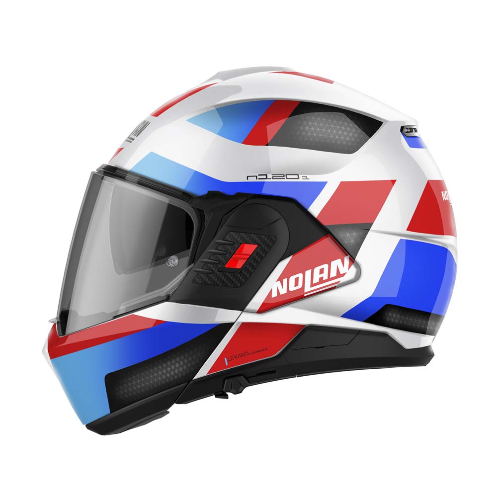 Nolan - Casque N120-1 Subway N-Com Blanc / Bleu / Rouge / Noir / Brillant