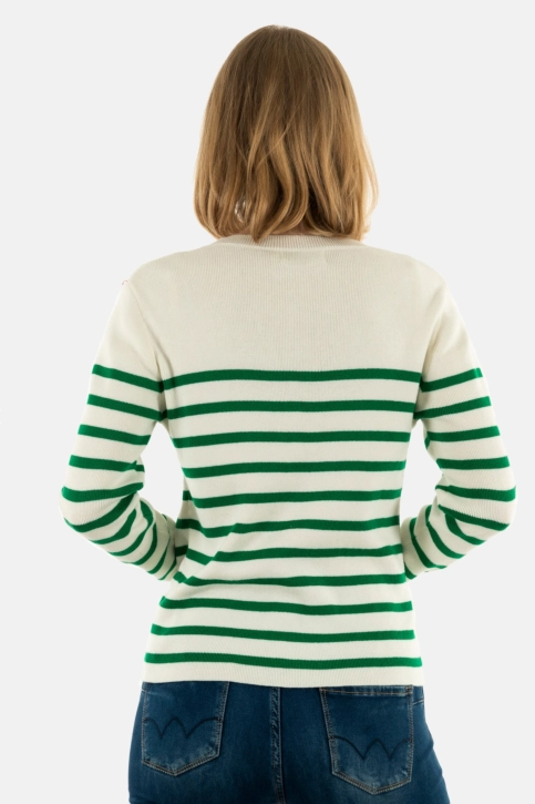 Pull léger la petite etoile camilia ecru/vert