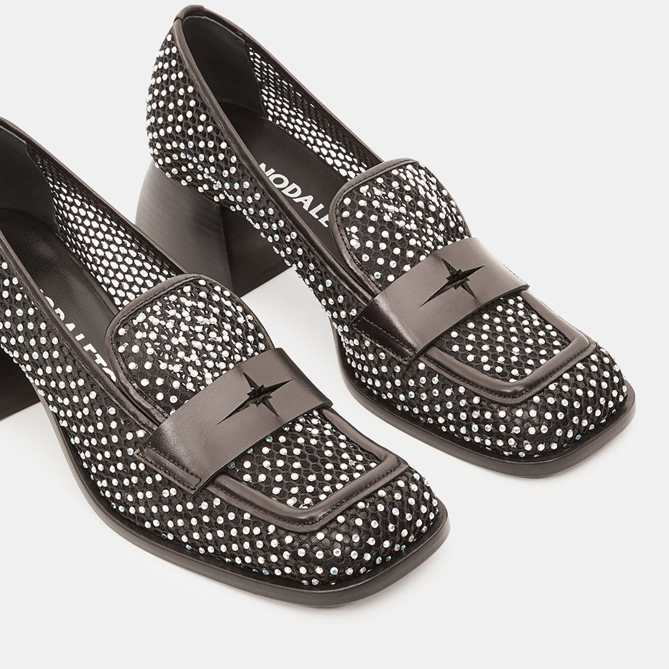 Nodaleto Mocassins à Cristaux Cindy noirs - Talon 5.5 cm