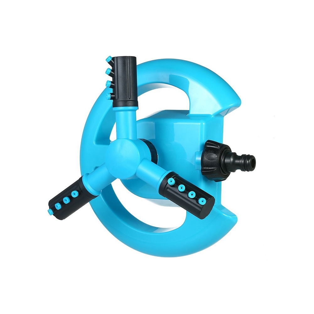 360° Drehbarer 3-Arm Rasensprinkler Garten Rasensprenger mit 12 Sprühdüsen - Blau
