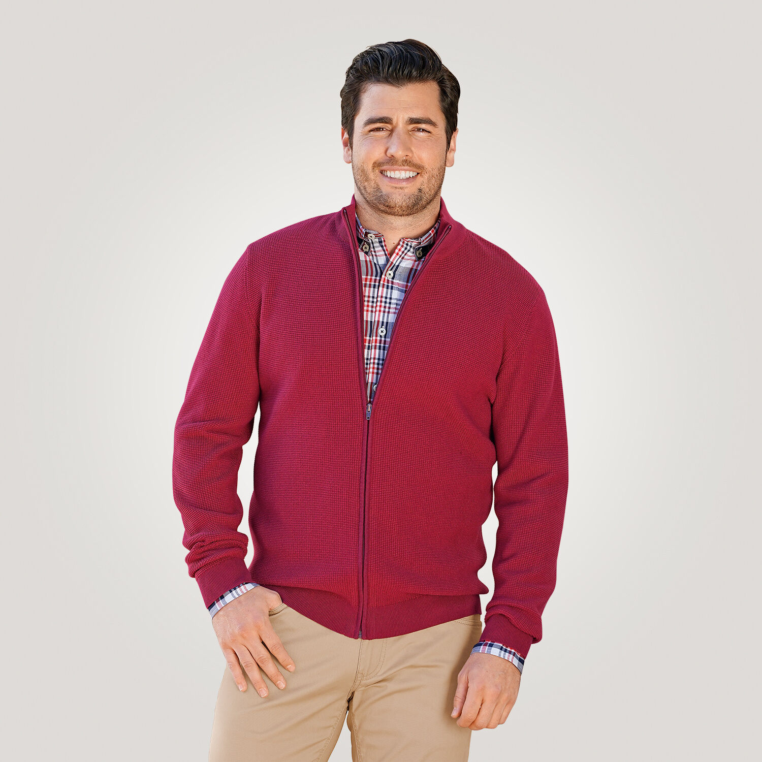 Cardigan in Waffelstruktur