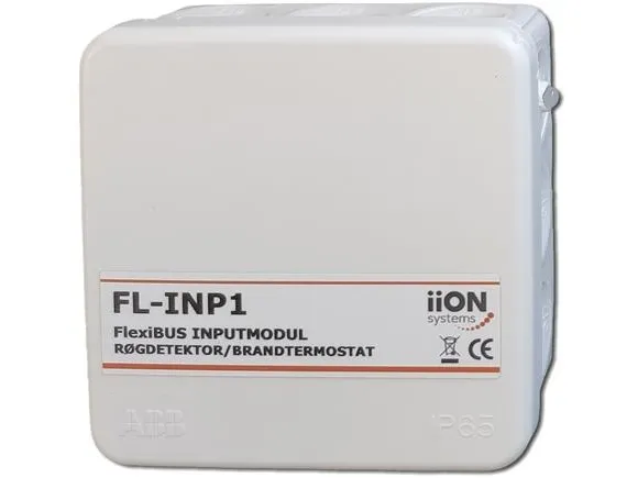 AIR2TRUST Inputmodul FL-INP1 til røgdetektor og brandtermostat til kontrolenhed CTRL via bus. Adressering via DIP, 2K2 endemodstand monteres.