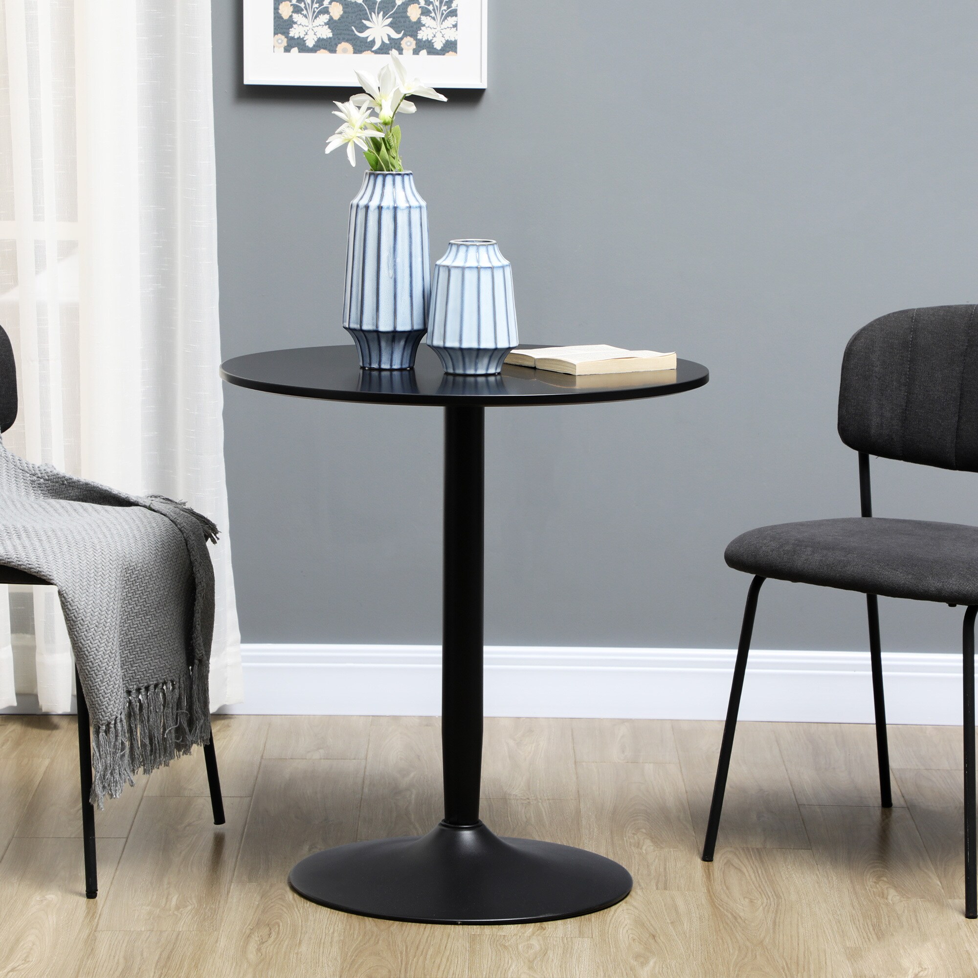 HOMCOM Esstisch mit geräumiger runden Tischplatte 70L x 70B x 75H cm