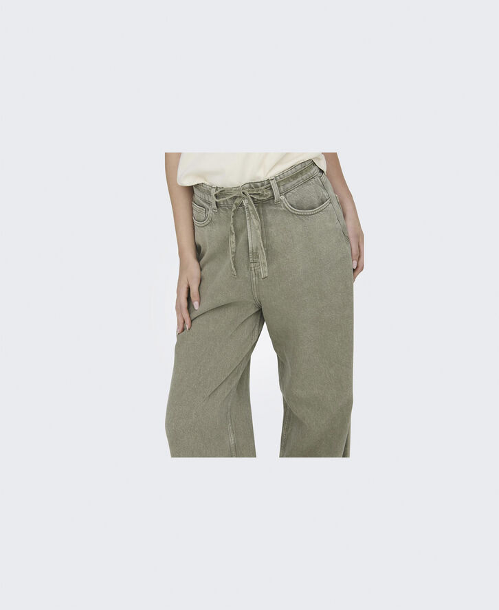 ONLY ONLBLEECKER MW BELT LOOSE LONG PANT Deep lichen green/washed