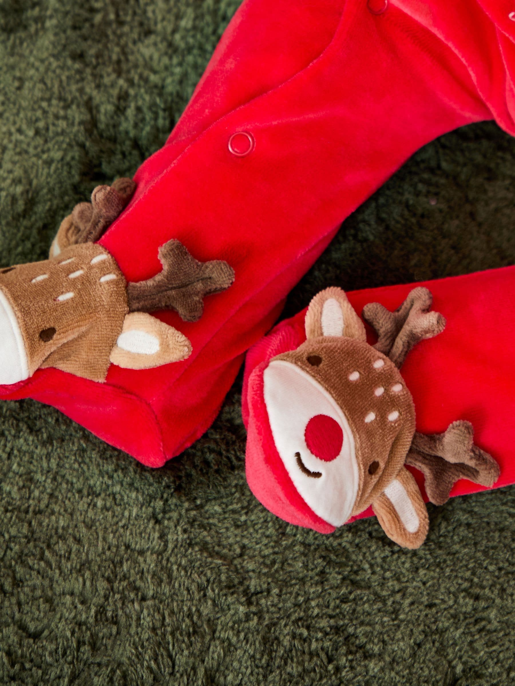 JoJo Maman Bébé - Mijn eerste velours kerst-onesie