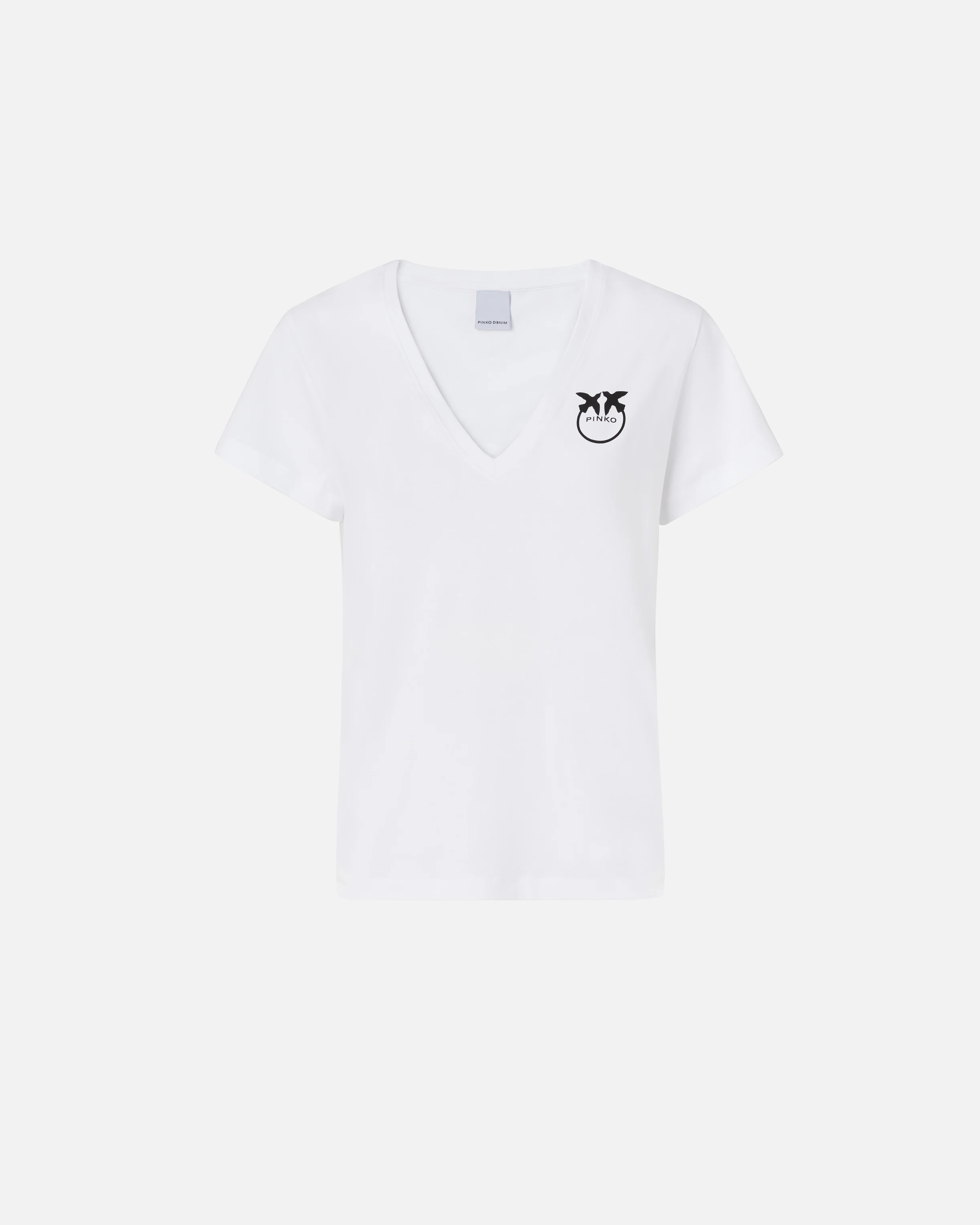 T-shirt col v à logo imprimé | Blanc