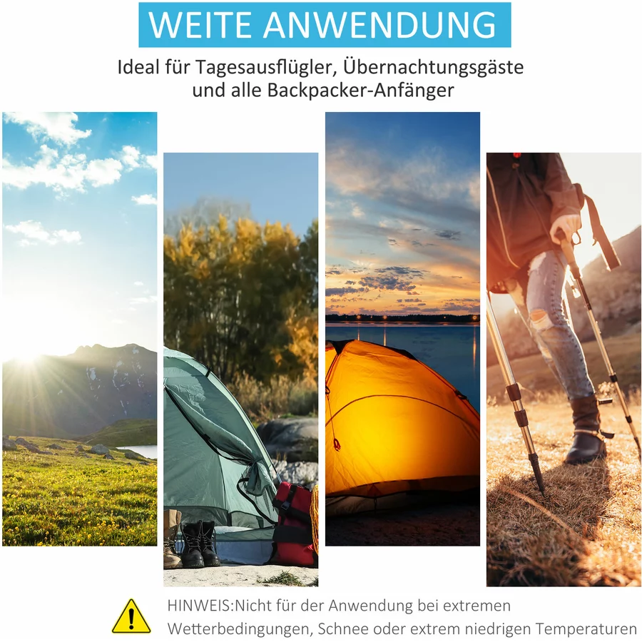 Outsunny Campingzelt für 1-2 Personen blau, grau