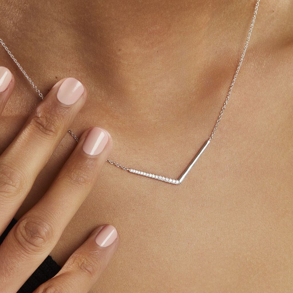 Collier Emea Argent Blanc Oxyde De Zirconium