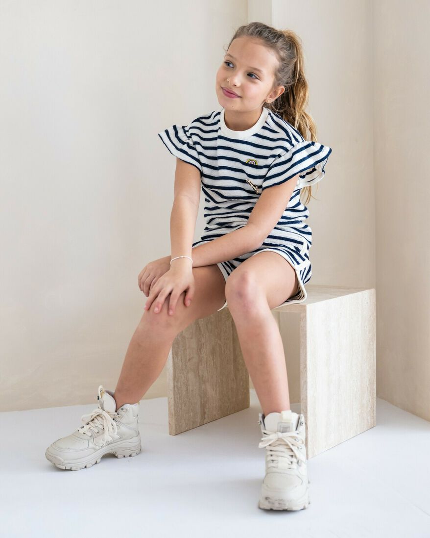 LIKE FLO blauw/wit gestreepte like flo shorts yd jacquard short