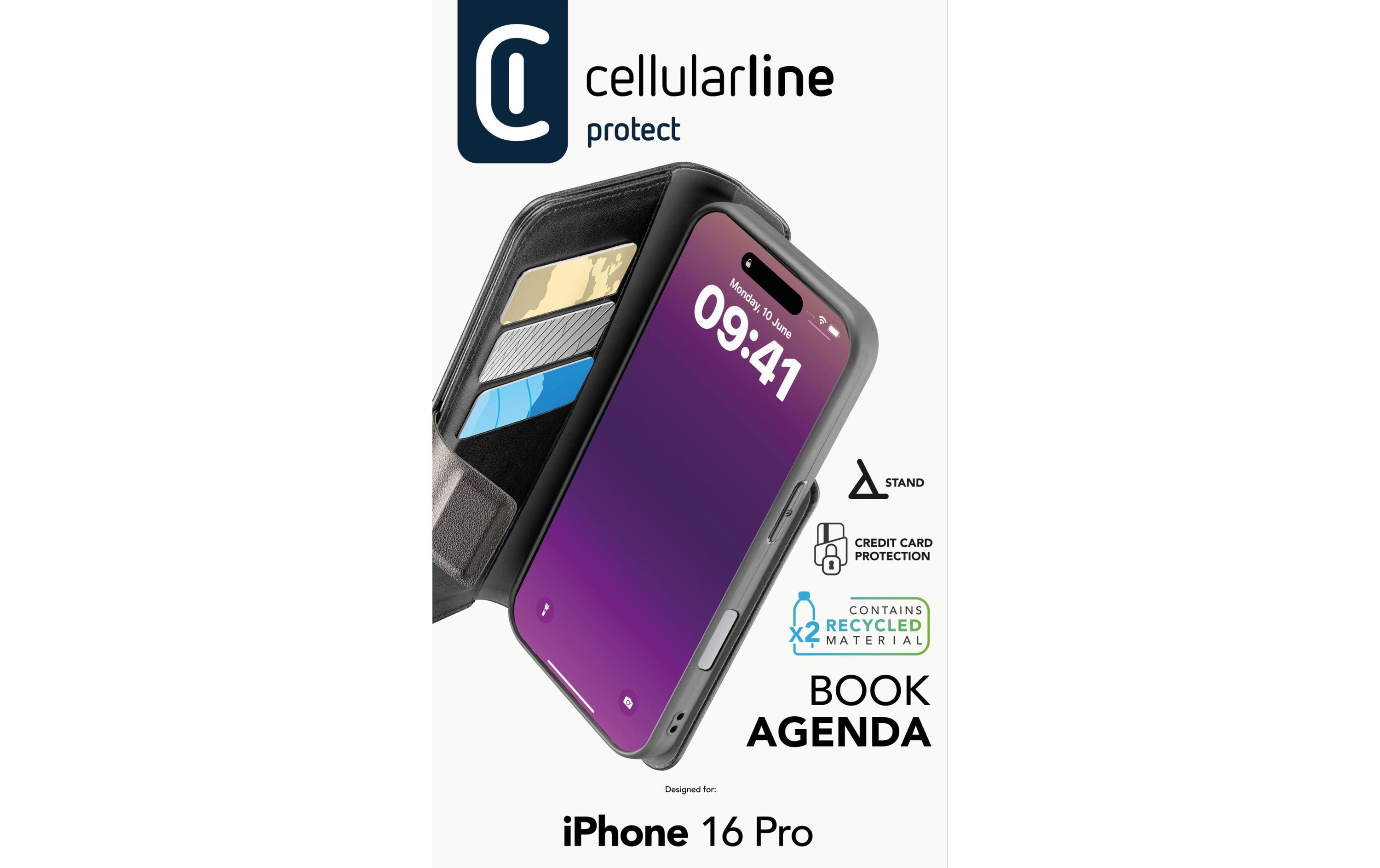 Book Cover Book Agenda 2 iPhone 16 Pro SchwarzHandyhülle für das Apple iPhone 16 Pro