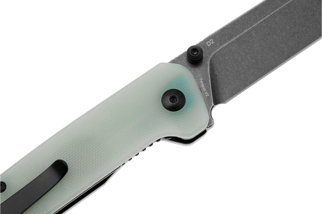 QSP Knife Penguin V2 QS130V2-G2 Blackwashed D2, Jade G10, zakmes