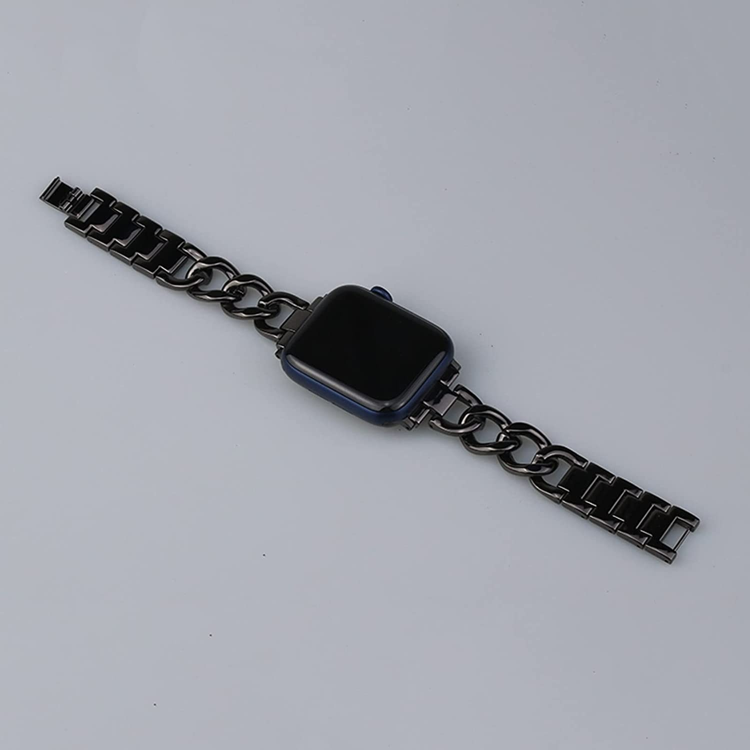 Apple Watch (49/46/45/44 mm) Edelstahl Armband mit Clip Verschluss - Schwarz
