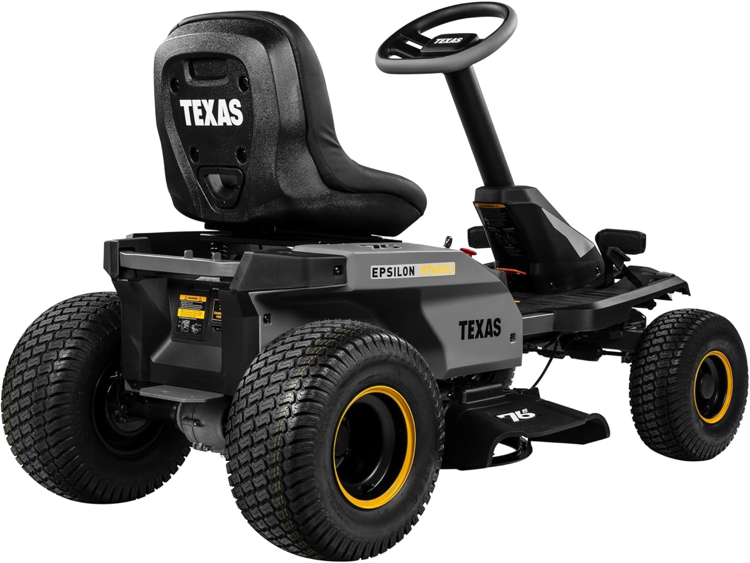 TEXAS Epsilon R7600Li Akku-Rasentraktor 76 cm Schnittbreite, 72V/24Ah, Mulchfunktion, Seitenauswurf, LED-Licht, für Flächen bis 3000 m²