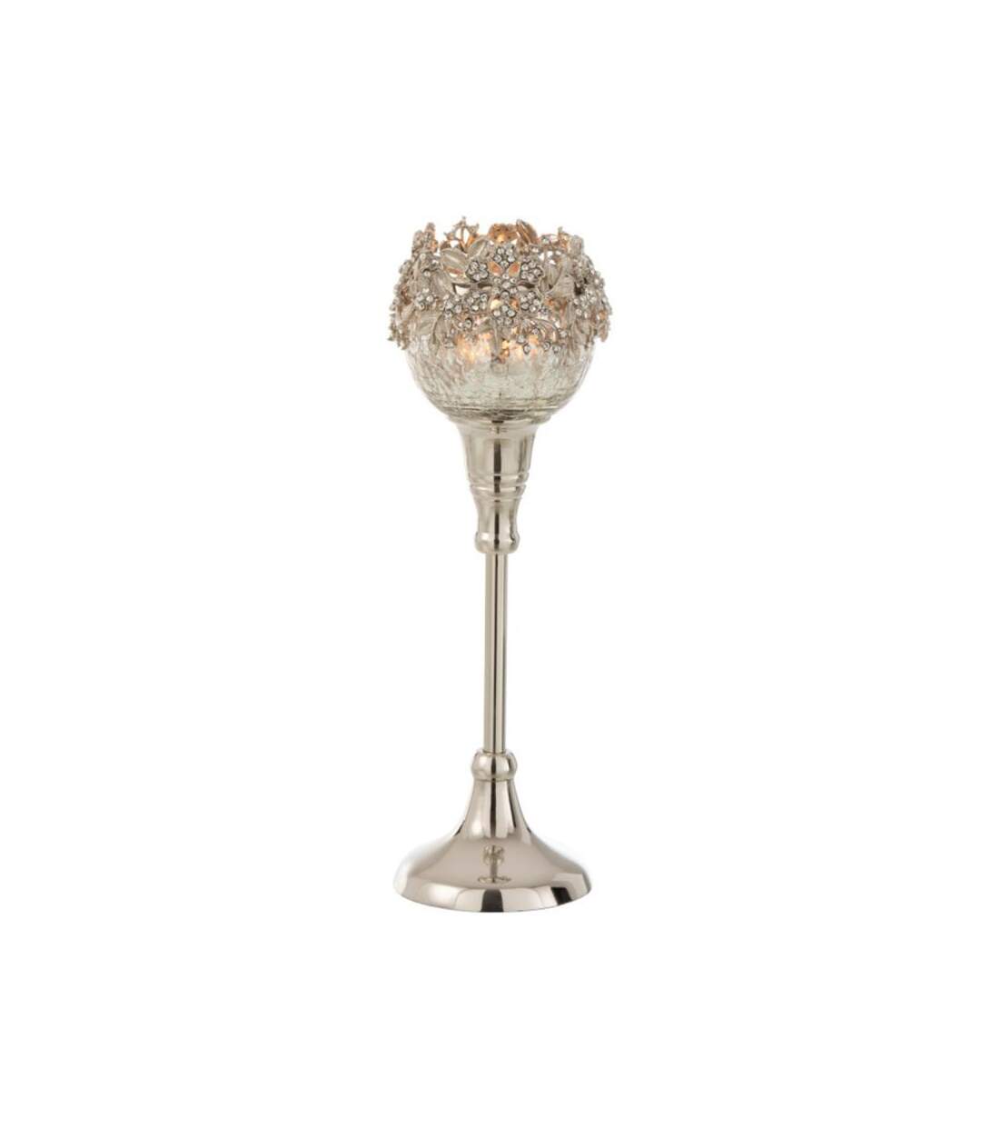 Paris Prix - Photophore Sur Pied En Métal bijou 26cm Argent
