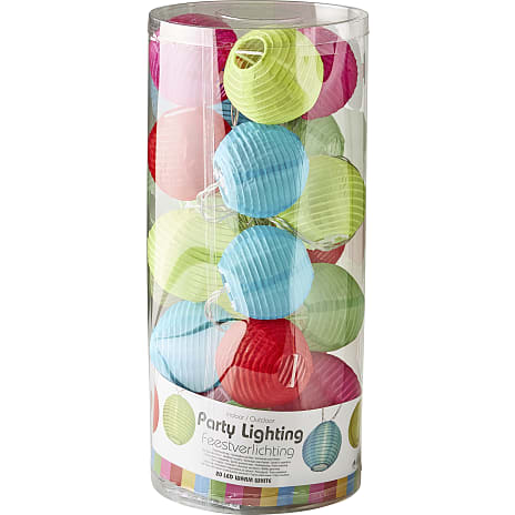 Lyskæde 20 LED rispapirlamper 10,75 meter - multifarvet