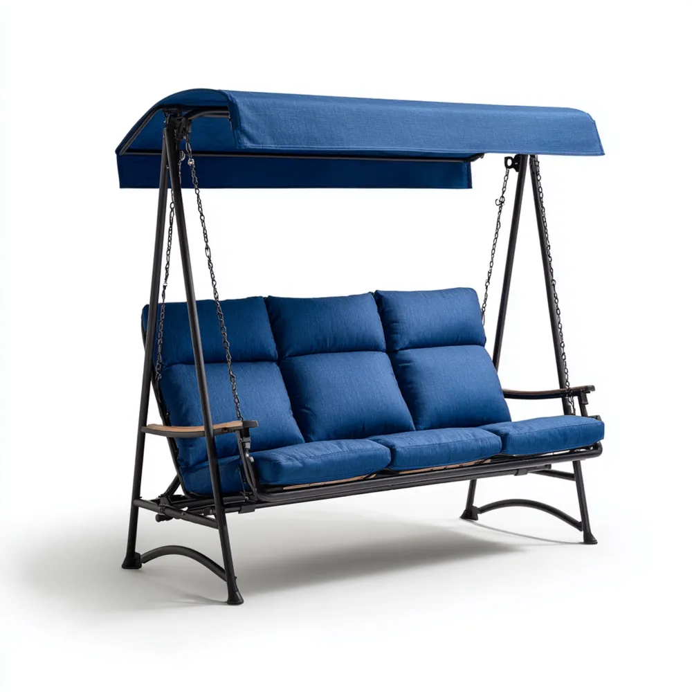 Gartenschaukel Metallrahmen mit Stoffbezug 180x120x164 cm – Blau