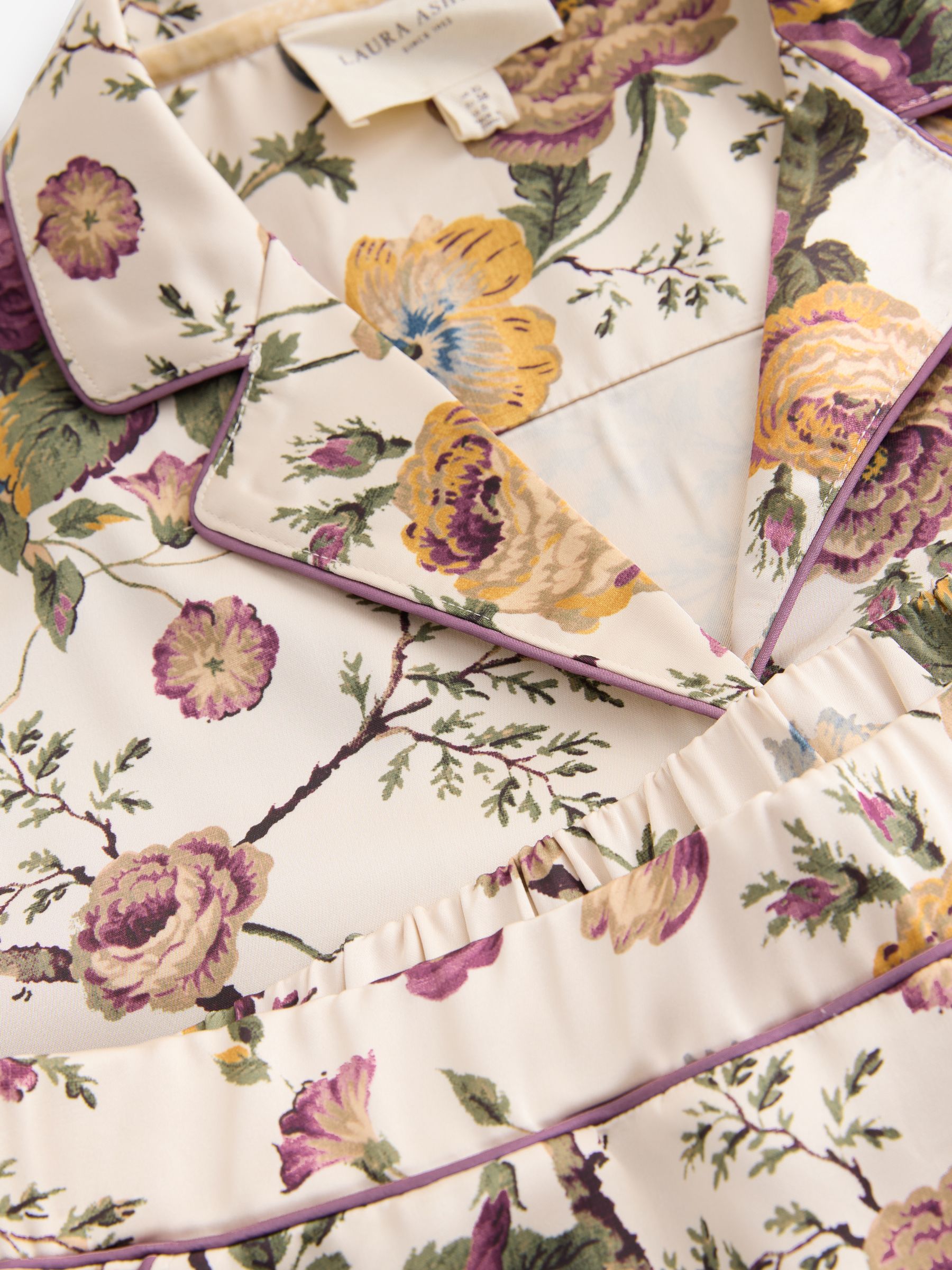Laura Ashley Uffington Roses Satin Button Through Pyjamas
