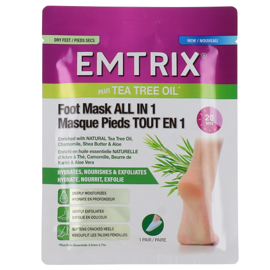 Emtrix masque pieds hydratant exfoliant - Peau sèche, talons fendillés