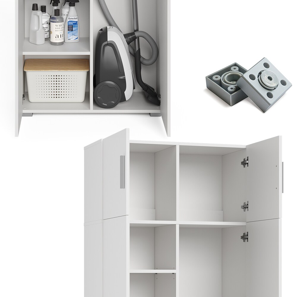 Vicco Universalschrank Mehrzweckschrank Büroschrank Ingo Weiß 2 Türen Aufsatz