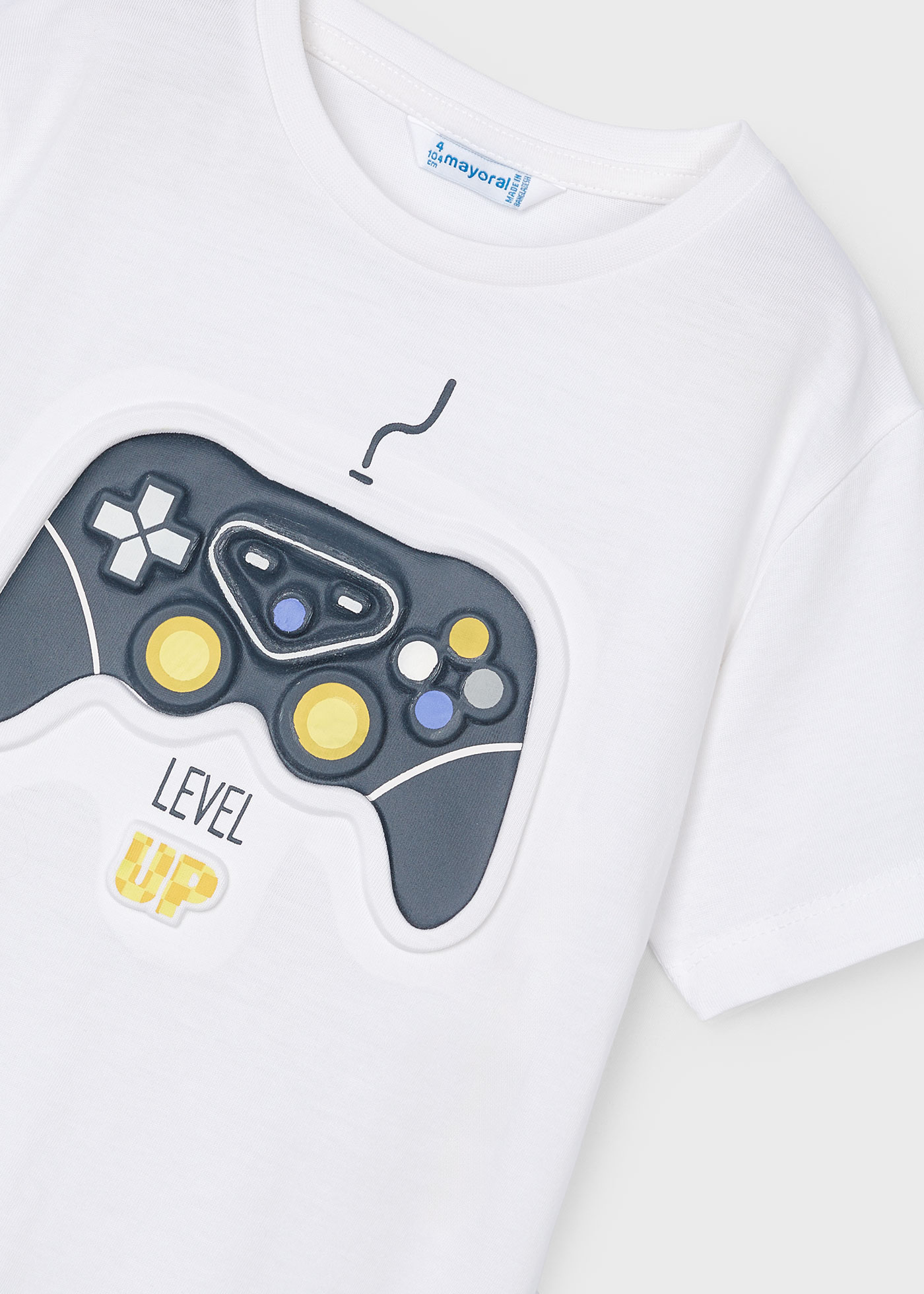 Camiseta infantil Better Cotton com estampa em relevo, White-City