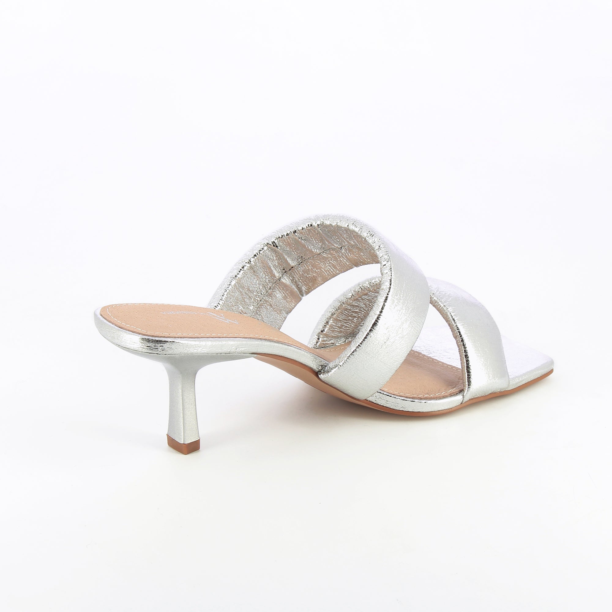 Sandales à talon, Compensées-Mules Elia argent à brides rembourrées