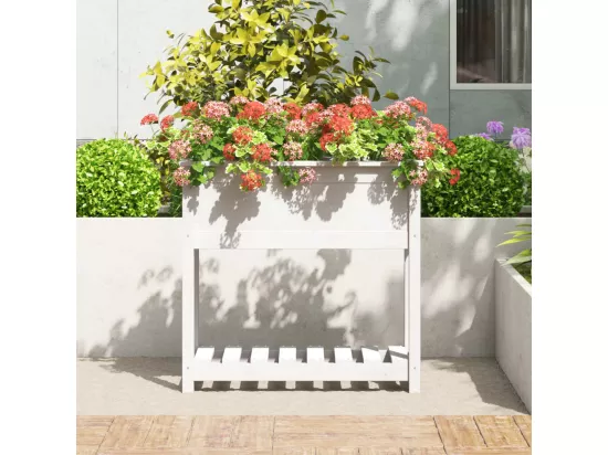 Jardinière avec étagère Blanc 82,5x34,5x81cm Bois massif de pin