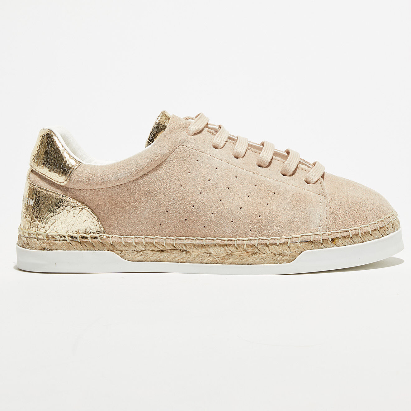 Canal Saint Martin Sneakers en Velours de Cuir Lancry crème